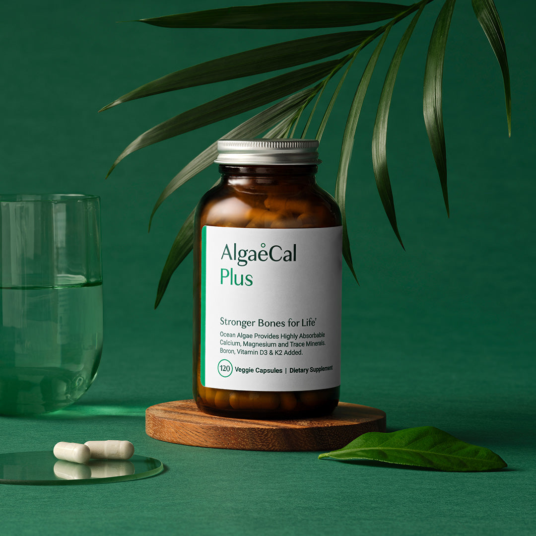 ALGAECAL* Organic Red Algae Calcium Supplement for Bone Density, Vitamin K2 MK7 (100 mg), Vitamin D3 (1600 IU)