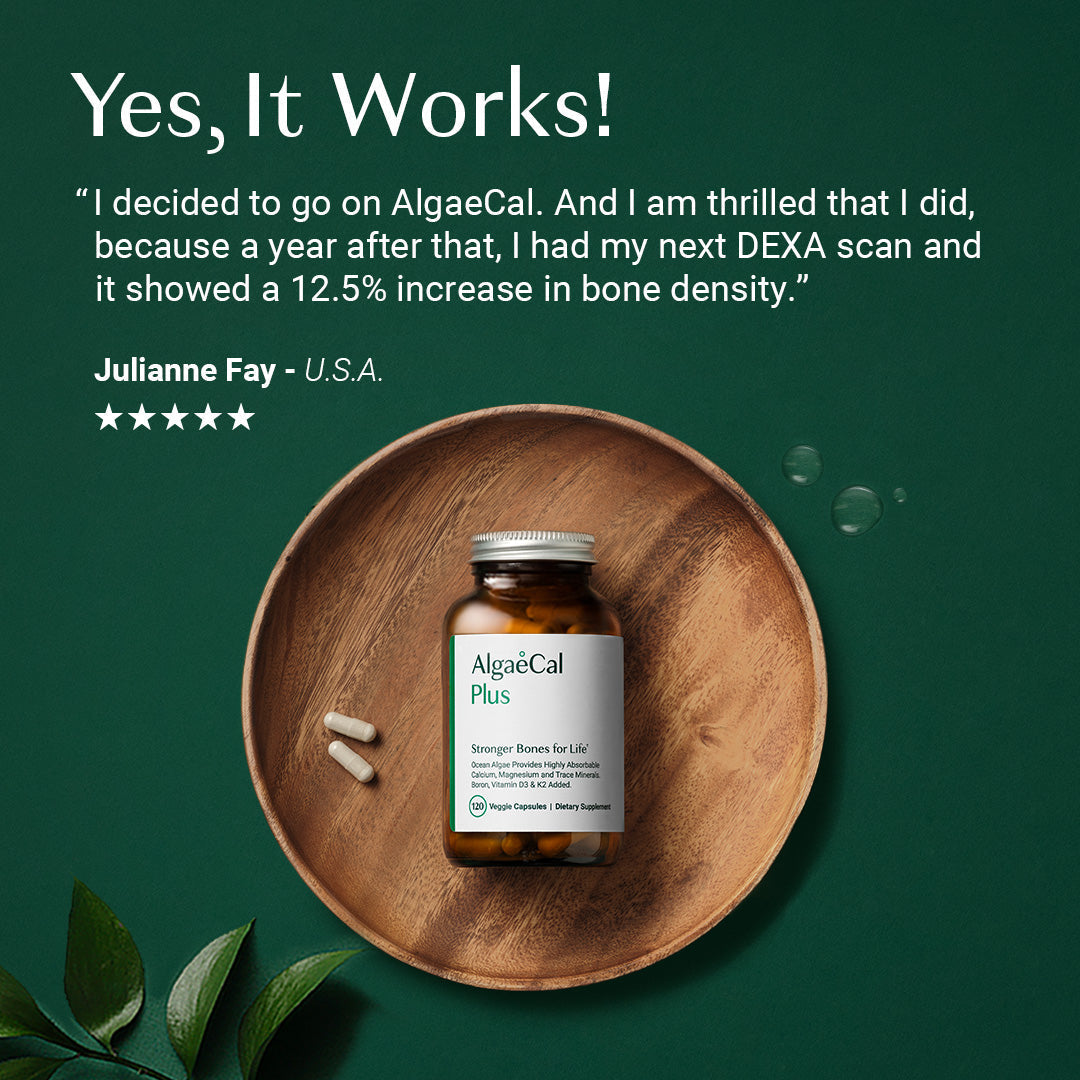 ALGAECAL* Organic Red Algae Calcium Supplement for Bone Density, Vitamin K2 MK7 (100 mg), Vitamin D3 (1600 IU)