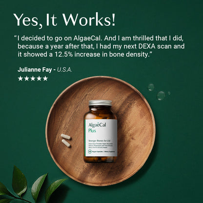 ALGAECAL* Organic Red Algae Calcium Supplement for Bone Density, Vitamin K2 MK7 (100 mg), Vitamin D3 (1600 IU)